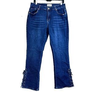 Gogo Jeans Lace Up Blue Denim Jeans Size 16 Stretch Bootcut Style Mid-Rise Jeans